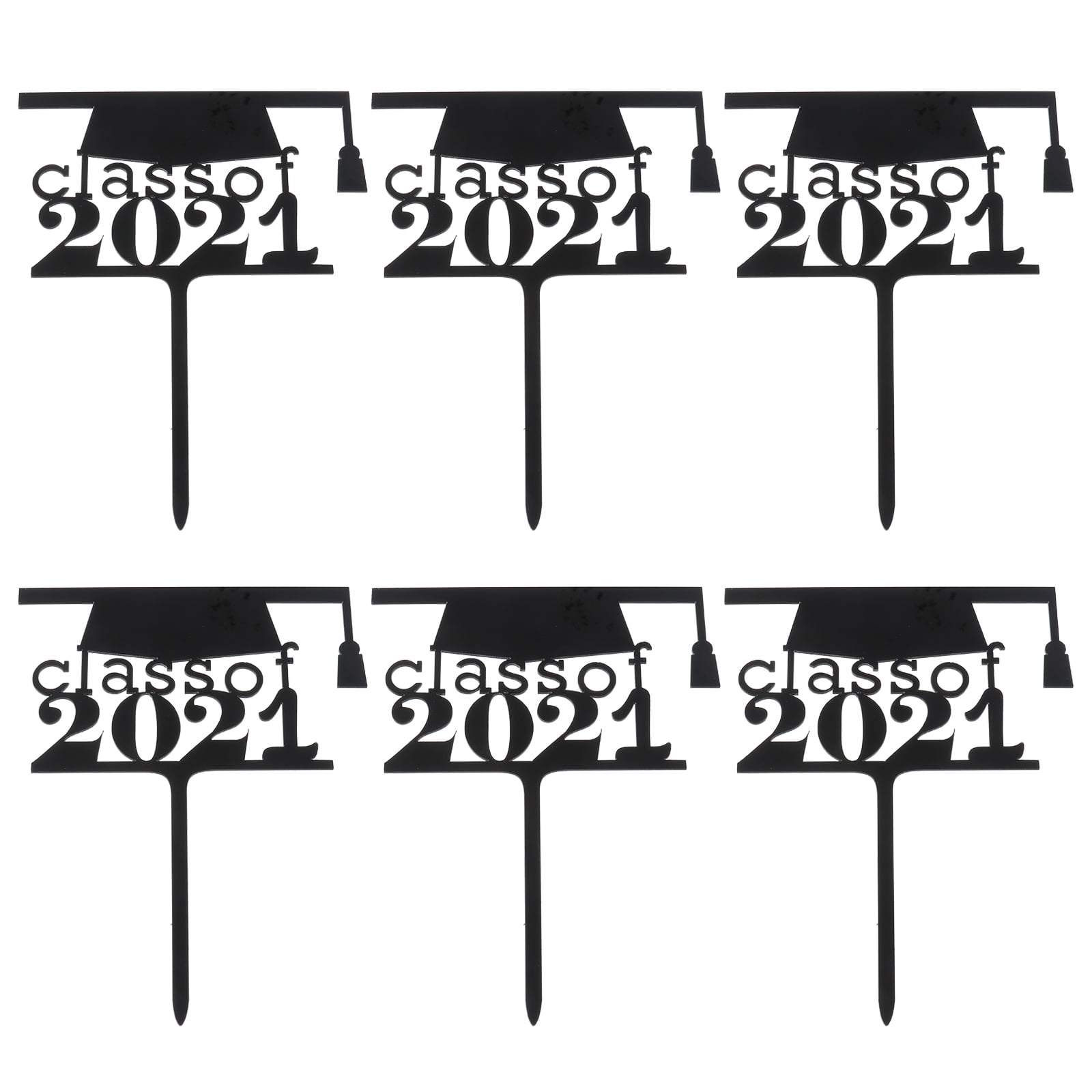 6PCS 2021 Graduation Cake Toppers Grads Year Cake Insert Acrylic