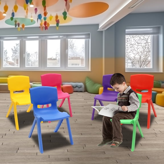 YUQXICC 6PCS 21.65in Stackable School Chairs Multifunctional Classroom Chairs Plastic Stack Chairs L-Shaped with Hollowed-out Design