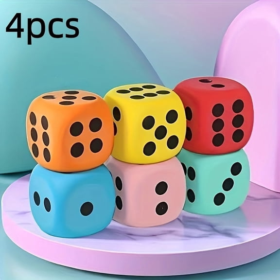 6PCS 3.8CM Mixed Color Foam Dice - Perfect for Learning And Games, an Ideal Choice for Birthdays, Christmas, Halloween, Etc., a for Skill Development, Le
