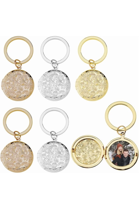 6PCS 3 Colors Oval Locket Keychains Metal Photo Keychains Locket Pendant Keychain Photos Keyring Couple Keychain DIY Key Chains Gift