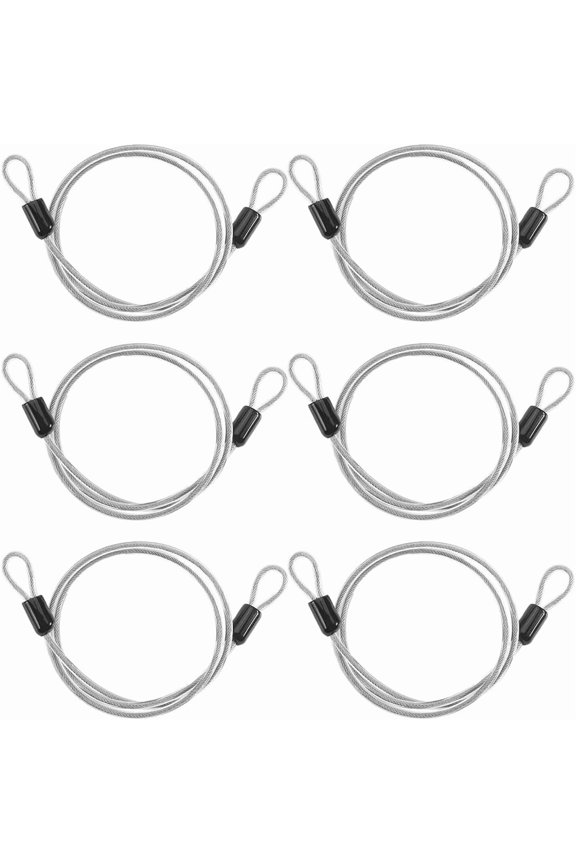 6PCS 31.5 Inch Security Steel Cable 4mm Stainless Steel Wire Heavy Duty Safety Cable Wire with Double Loop Ends Clear Coated Security Chains Ropes for DIY Lock Bicycles Luggage Outdoor