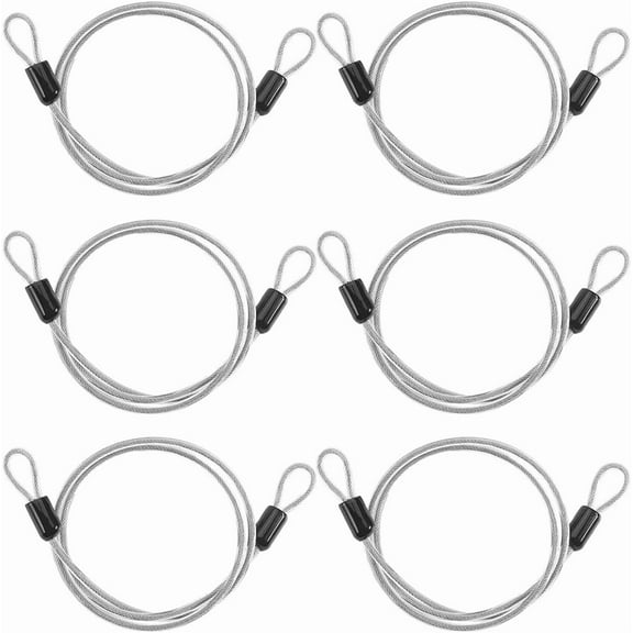 6PCS 31.5 Inch Security Steel Cable 4mm Stainless Steel Wire Heavy Duty Safety Cable Wire with Double Loop Ends Clear Coated Security Chains Ropes for Lock Bicycles Luggage Outdoor Silver
