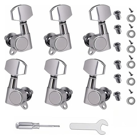 6PCS(3L+3R) Guitar Machine Heads Knobs Guitar String Tuning Pegs Machine Head Tuners for Electric or Acoustic Guitar For replacement and upgrade