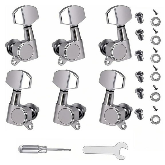 6PCS(3L+3R) Guitar Machine Heads Knobs Guitar String Tuning Pegs Machine Head Tuners for Electric or Acoustic Guitar For replacement and upgrade