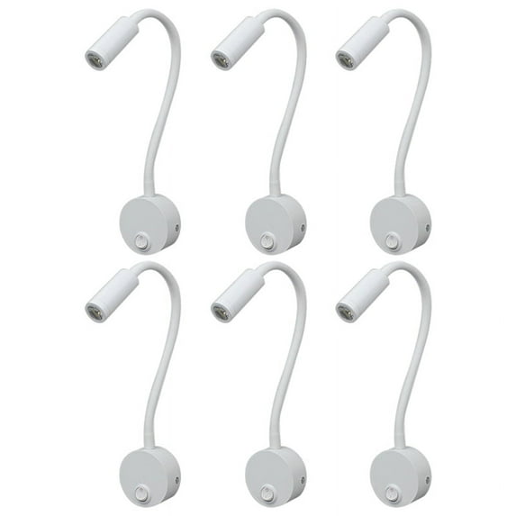 6PCS 3W Bookcase Lights Minimalist Table Lamp Gooseneck Reading Wall-Mounted Light for Bedroom Dormitory LED Work Lamp