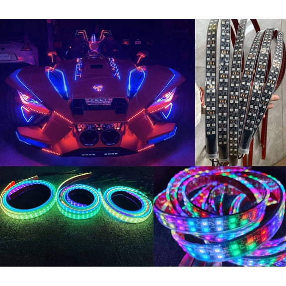 Tzvmny Wheel Lights Factory - 6PCS 4FT 48inch Double Row CHASING For Polaris Slingshot Strips OffRoad Night Lights Bluetooth APP Waterproof