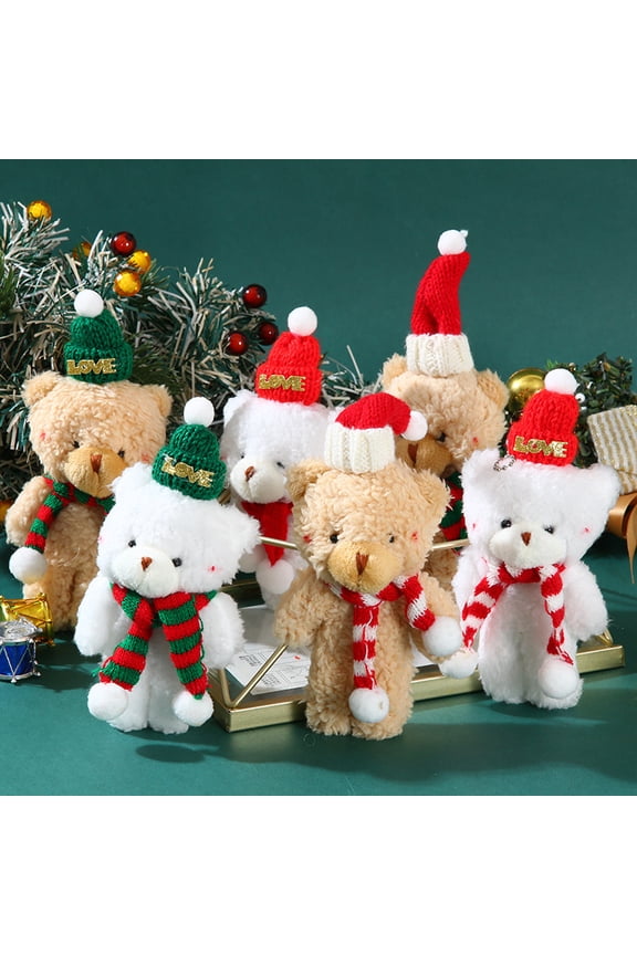6PCS 5inch Plush Mini Joint Bear Toys, Christmas Small Stuffed Animal Toys, Boys Girls Birthday Party Wedding Decorations, Keychain Clothing Bag Craft DIY(Random Styles)