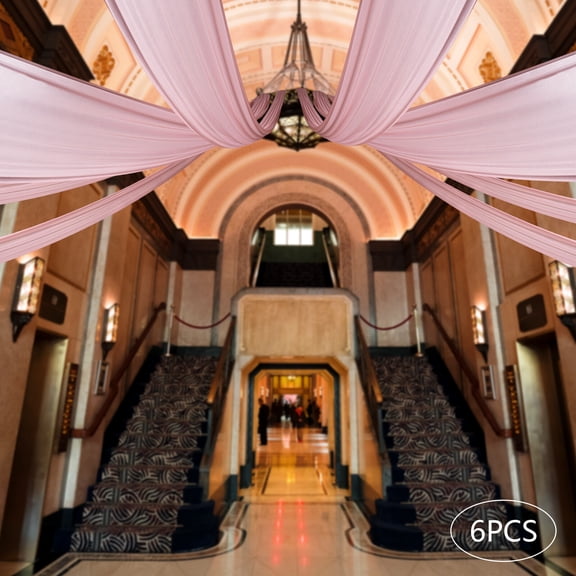 6PCS 5x30FT Ceiling Drapes Ceiling Draping Backdrop Curtains for Party Wedding Decoration