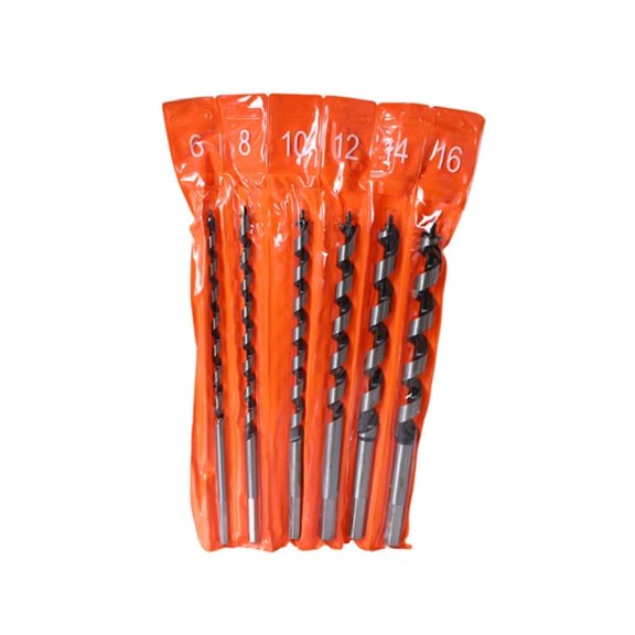 6PCS 6-16mm High Carbon Steel Woodworking Roller Drill Set 230mm Hexagonal Handle Fried Dough Twists Wood Tapper Door Lock Reaming Tool