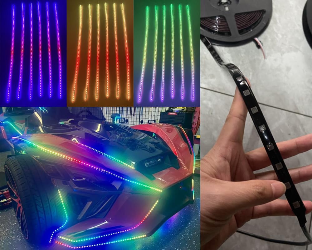 Tzvmny 16-Piece 4FT LED Chasing Underglow Light Kit – App & Remote Control, RGB Flow Effect For UTV, ATV, Truck