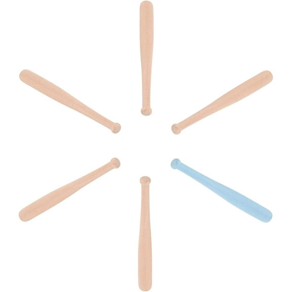 6PCS 6 Inch Unfinished Mini Wooden Baseball Bats Unpainted Natural Wood Baseball Bat Miniature Beads