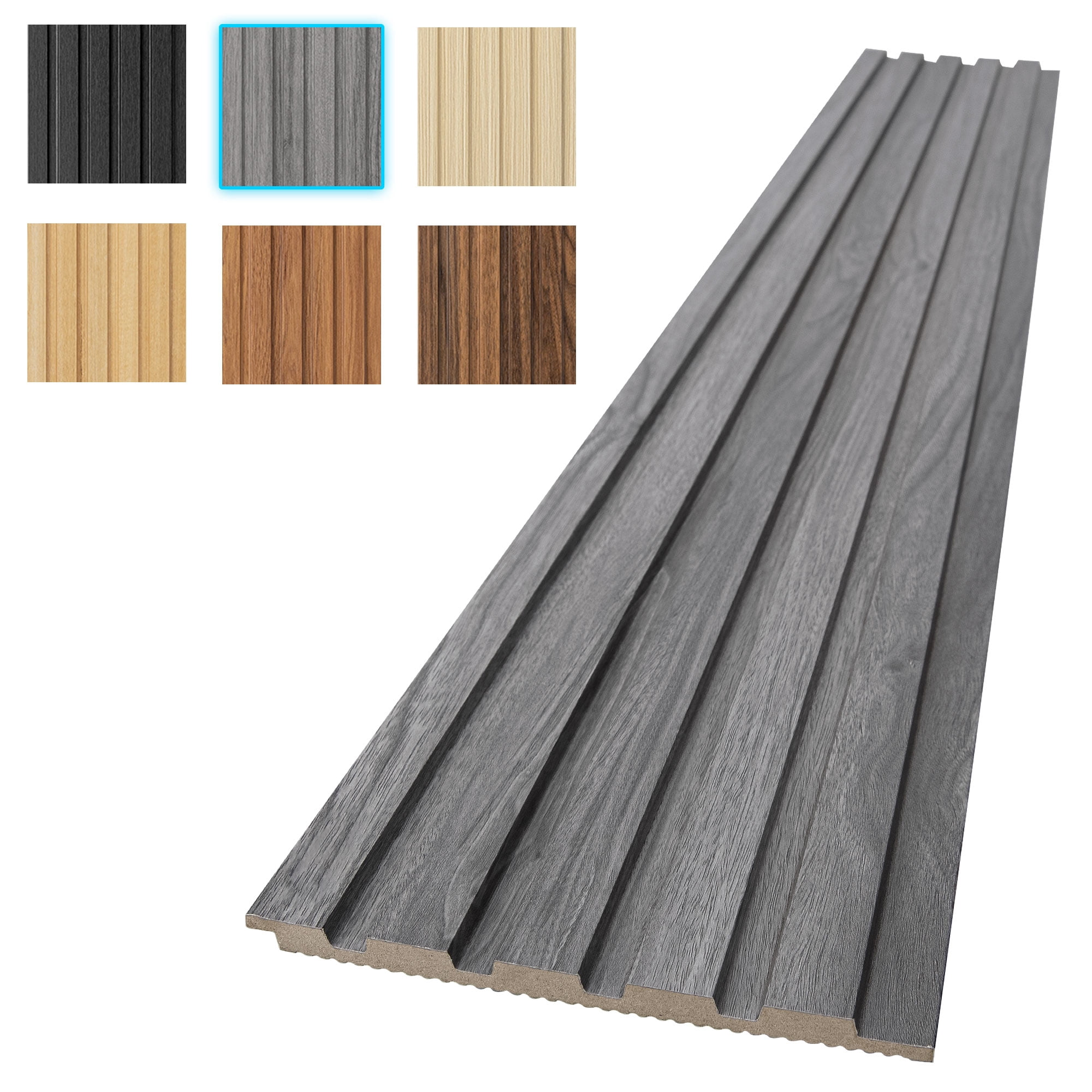 6PCS 94.49'' x 7.44'' MDF Slat Wall Paneling for Interior Decor and Ceiling Decoration, 3D Wood Decorative Wall Panels,Ash