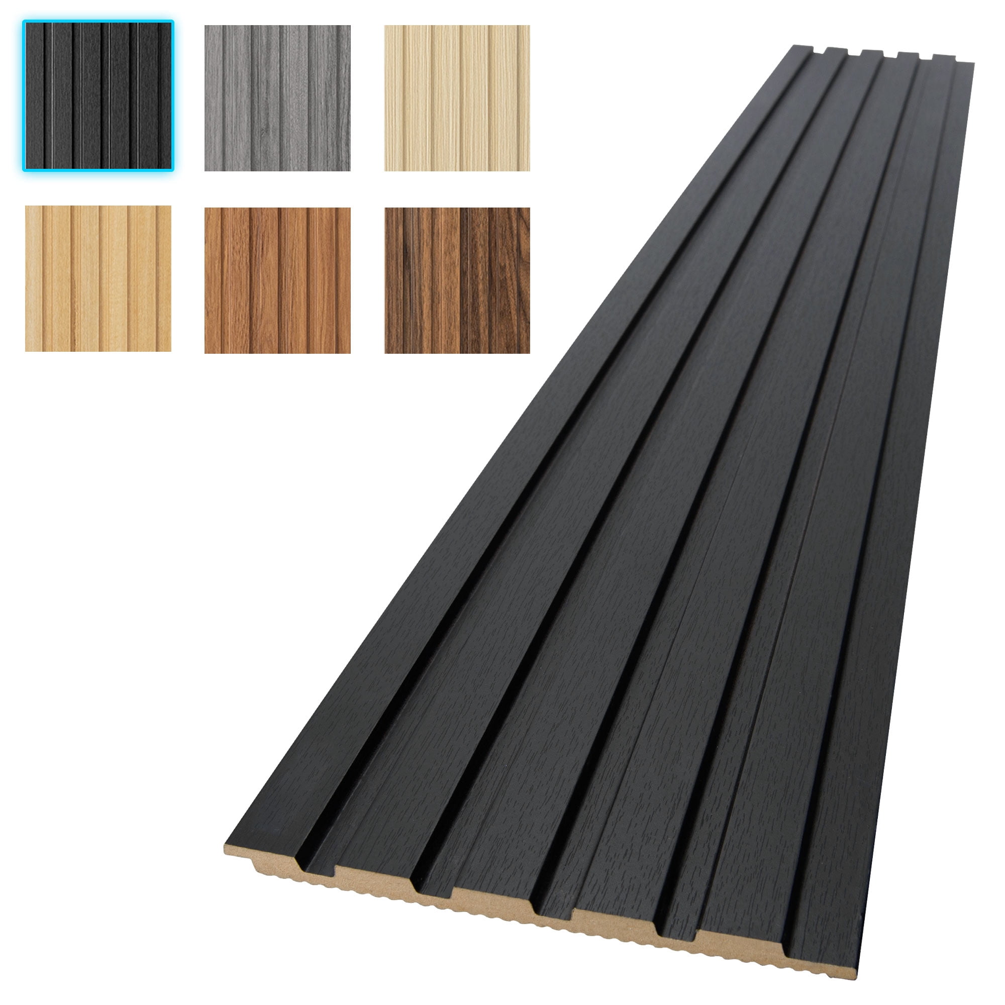6PCS 94.49'' x 7.44'' MDF Slat Wall Paneling for Interior Decor and Ceiling Decoration, 3D Wood Decorative Wall Panels,Matte Black