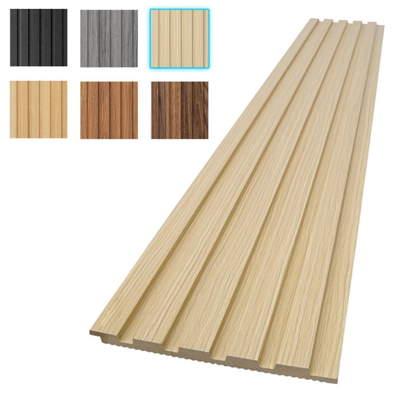 6PCS 94.49'' x 7.44'' MDF Slat Wall Paneling for Interior Decor and Ceiling Decoration, 3D Wood Decorative Wall Panels,Oak