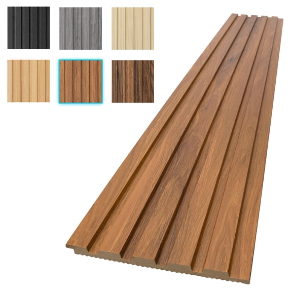 6PCS 94.49'' x 7.44'' MDF Slat Wall Paneling for Interior Decor and Ceiling Decoration, 3D Wood Decorative Wall Panels,Teak