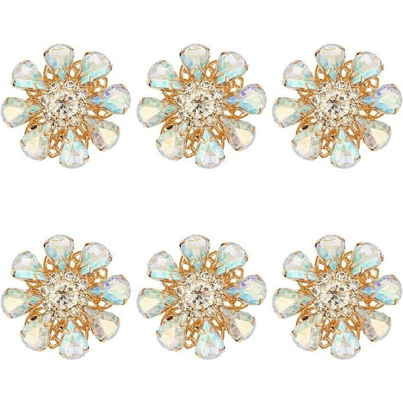 6PCS Acrylic AB Rhinestone Jewelry Buttons - Flower Pattern Shank Buttons for DIY Crafts Clothes Fabric Hat Decoration diy
