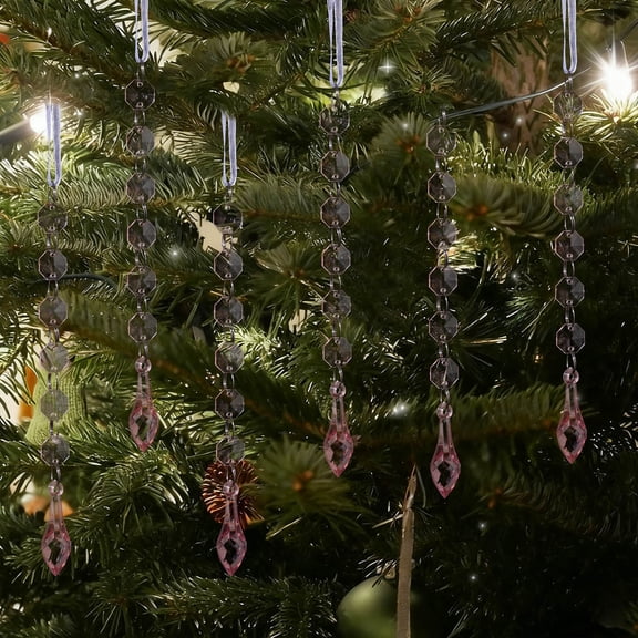 6PCS Acrylic Snowflake Christmas Ornaments, Hanging Crystal Ice Drop Pendants for Christmas Tree Decorations, Holiday Home and Party Supplies