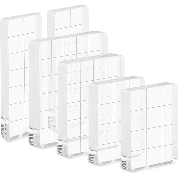 6PCS Acrylic Stamp Block, 4 Size Clear Stamp Blocks Decorative Stamps Block Stamp Block Decorative Stamps Scrapbooking