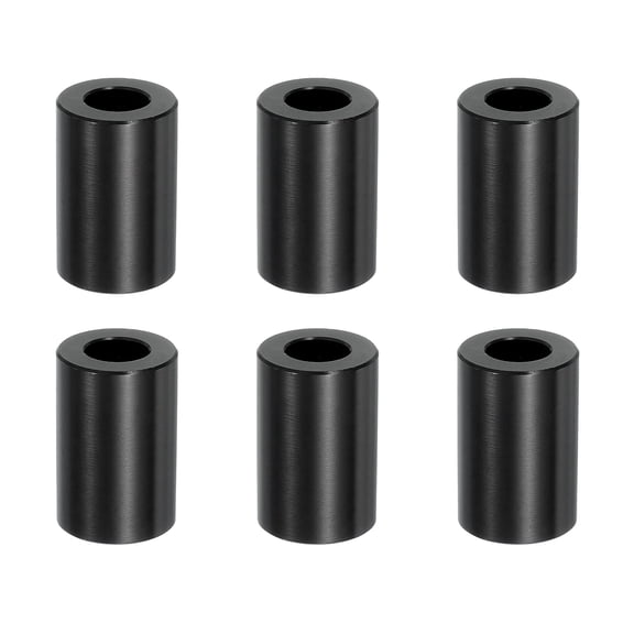 6PCS Aluminum Spacers, 3/8" x 3/4" Metal Spacers Aluminum 1-1/4" L Spacer Screw Standoff Round Unthreaded Standoff Bushing for 3/8inch Screw Bolts, Black