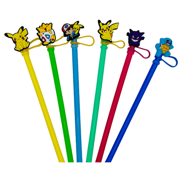 IVASKY Anime Silicone Straw Caps, Leak-Proof Dust-Proof Multicolor Toppers, BPA-Free, 6PCS