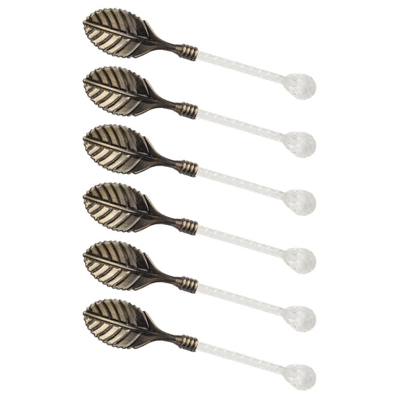 6PCS Antique Mixing Spoons Crystal Handle Zincs Alloy Stirrirs Kitchen Tool Utensils For Ice Cream Coffee Stirring