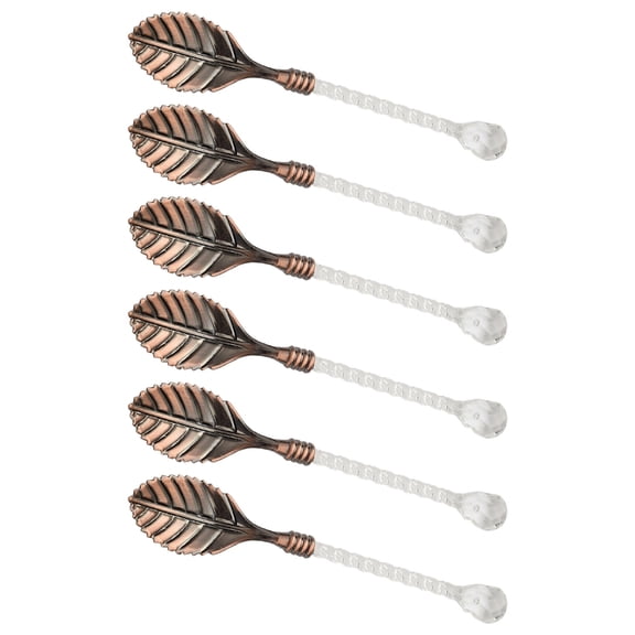 6PCS Antique Mixing Spoons Crystal Handle Zincs Alloy Stirrirs Kitchen Tool Utensils For Ice Cream Coffee Stirring