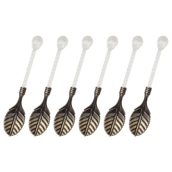 6PCS Antique Mixing Spoons Crystal Handle Zincs Alloy Stirrirs Kitchen Tool Utensils For Ice Cream Coffee Stirring