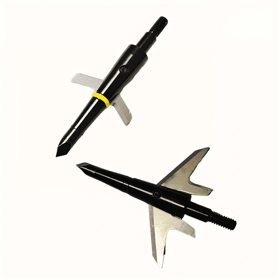 6PCS Archery Hunting Black Broadheads,100 Grain, Stainlee Steel Expandable Blade 1.75 Inch Cut, Hunting Heads Arrow Tips Compatible Crossbow& Compound Bow