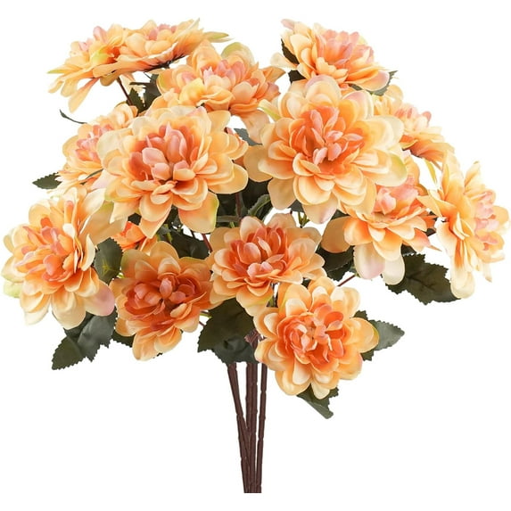 6PCS Artificial Daisy Mums Flowers with Stem, Burnt Orange Silk Flowers Arrangement for Home Party Fall Wedding Bouquet Thanksgiving Table Centerpieces Decor (Vintage Terracotta)