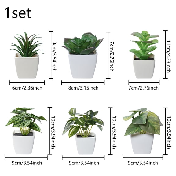 6PCS Artificial Evergreen Plant Bonsai, Suitable For Home, Restaurant, Office, Desktop, And Window Sill Decoration
