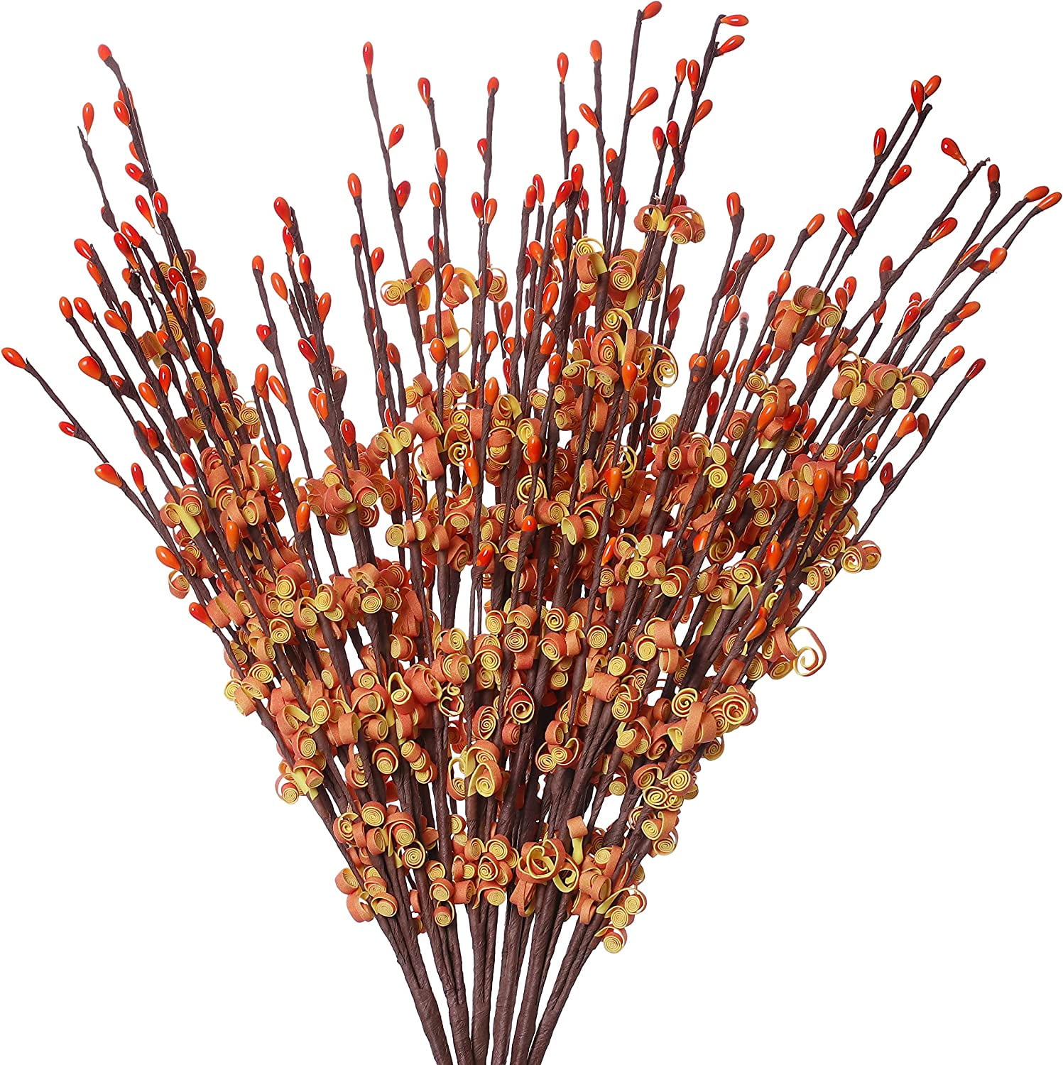 6PCS Artificial Fall Stems,Fall Flower Picks Autumn Berry Spray Orange