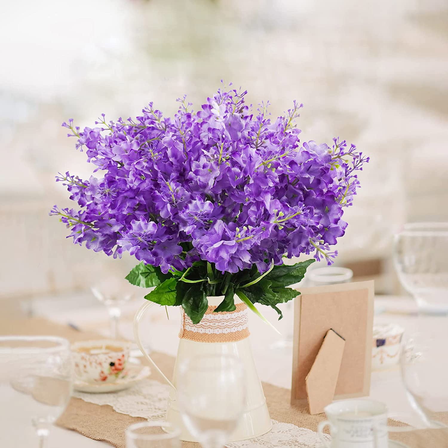 6PCS Artificial Flowers Fake Hyacinth Flower Bouquet for Indoor Outdoor  Home Wedding Garden Decorations (Purple), image size:1500x1500