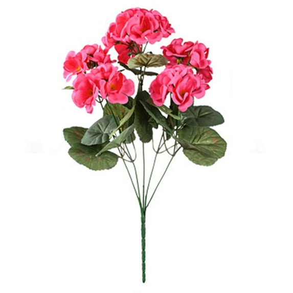 6PCS Artificial Geraniums Silk Flowers - Outdoor UV Resistant Geranium Bushes, Realistic Flowers for Garden, Patio, Cemetery Decor - All Season Hanging for Porch & Indoor Decor