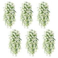 thumbnail image 1 of 6PCS Artificial Hanging Flowers, UV Resistant Fake Plastic Faux Hanging Plants Morning Glory Vines for Indoor Outdoor Garden Porch Eave Wedding Wall Décor, 1 of 5