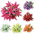 thumbnail image 1 of 6PCS Artificial Lily Flowers - 10 Head Lily Bouquet for Wedding Centerpieces, Home Decor - Realistic Silk Flowers for Vases, Hotel, Office, Party Decorations - Elegant Floral Arrangement, 1 of 7