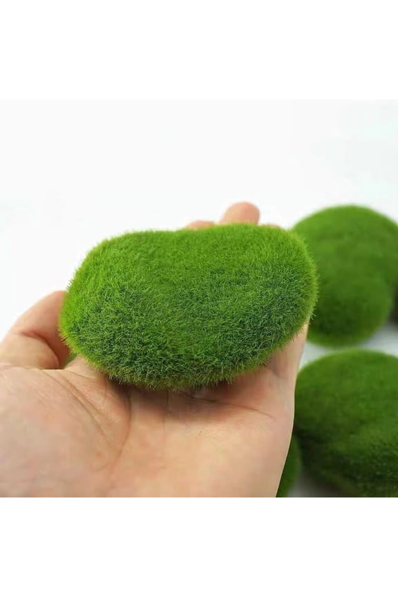 6PCS Artificial Moss Rocks, 3 Size Faux Green Moss Covered Stones Green Moss Balls Decorative Fake Moss Decor for Fairy Gardens Floral Arrangements Craft(Two Each of Large, Medium and Small)