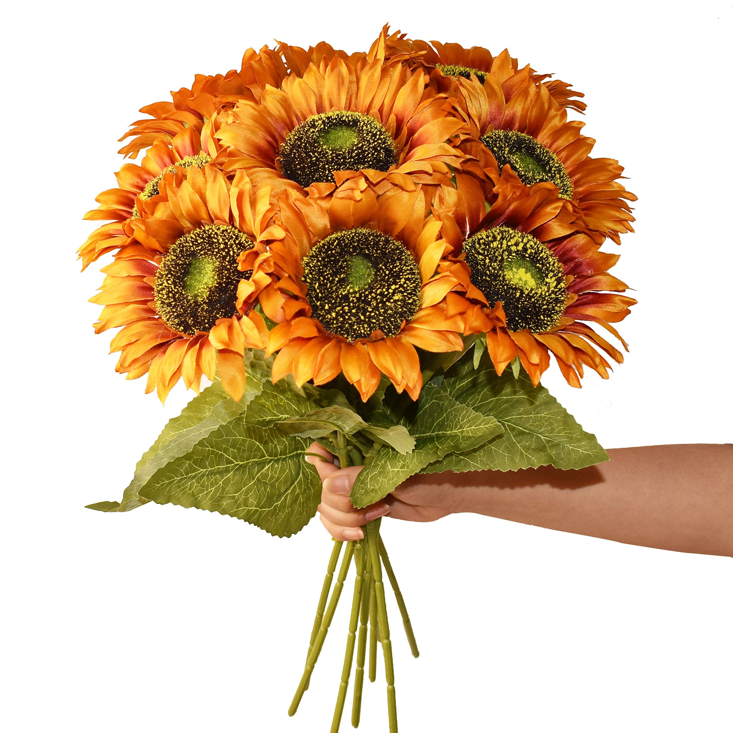 6PCS Artificial Sunflowers Flowers Vintage Fake Silk Sunflowers Bulk