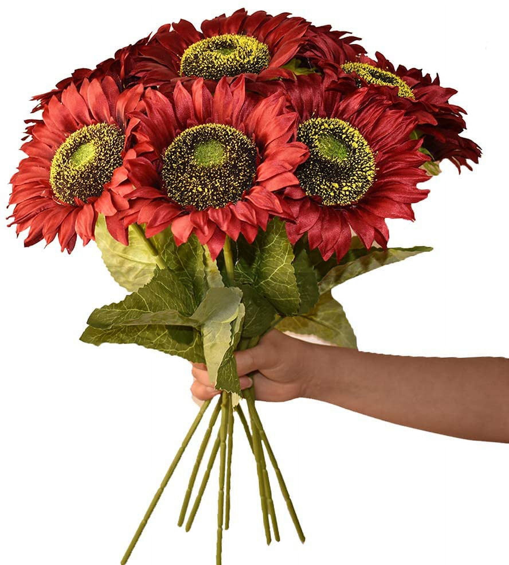 6PCS Artificial Sunflowers Flowers Vintage Fake Silk Sunflowers Bulk