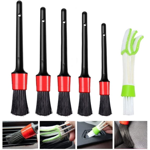 6PCS Auto Detailing Brushes, Car Detailing Brush Soft Mini Duster for Car Air Vent, Automotive Detail Brushes Cleaner for Cleaning Automotive Interior, Wheels, Exterior, Leather