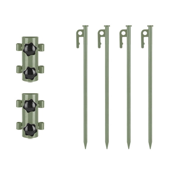 6PCS Awning Canopy Pole Fixed Tube Ground Bracket Windproof Adjustable Tent Support Pole with Ground Nails-ArmyGreen