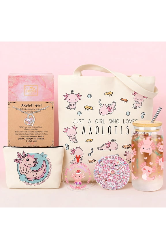 6PCS Axolotl Gifts, Teen Gifts Trendy Stuff Cute Axolotls Accessories Basket for Axolotl Lovers Birthday Christmas Gift for Girls & Teens (Daughter, Niece)