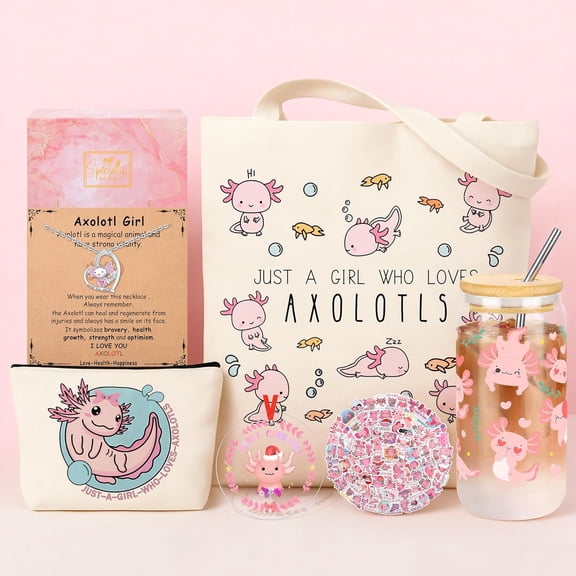 6PCS Axolotl Gifts, Teen Gifts Trendy Stuff Cute Axolotls Accessories Basket for Axolotl Lovers Birthday Christmas Gift for Girls & Teens (Daughter, Niece)