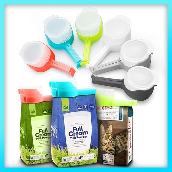 6PCS Bag Clips for Food,Storage Sealing Clips with Pour Spouts, Kitchen Chip Bag Clips, Plastic Cap Sealer Clips, Food Storage Great for Kitchen Food Storage and Organization.
