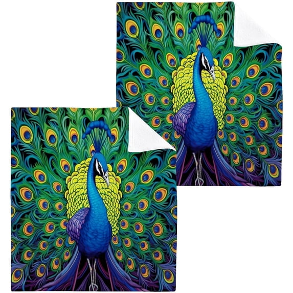 6PCS Beautiful Peacock Towels Cotton Washcloths Set,Quick Drying & Absorbent Soft Bathroom Hand Towel Lightweight & Portable Fingertip Towel Decor Gift
