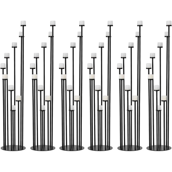 6PCS Black 9 Arm Floor Candelabra Centerpiece for Wedding,Metal Floor Candle Holders Tall Set for Candlesitcks Taper Pillar Candles Metal Floral Centerpieces Stand Party Event(46Inches)