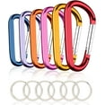 thumbnail image 1 of MEC 6PCS Black Carabiner Caribeaner Clip,3" Large Aluminum D Ring Shape Carabeaner with 6PCS Keyring Keychain Hook…, 1 of 13