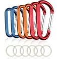thumbnail image 1 of 6PCS Black Carabiner Caribeaner Clip,3" Large Aluminum D Ring Shape Carabeaner with 6PCS Keyring Keychain Hook, 1 of 11