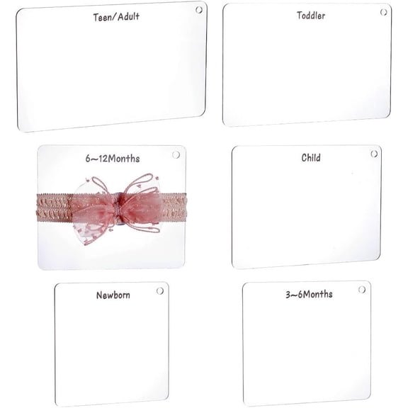 6PCS Boards 6 Size Acrylic Headband Making Tools Clear Rectangle Square Maker Templates Size Guide Measuring Board for Hair Bows