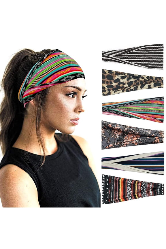 6PCS Boho Headbands For Women Fashion Wide Headband Yoga Workout Head Bands Hair Accessories Band