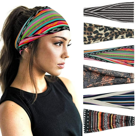 6PCS Boho Headbands For Women Fashion Wide Headband Yoga Workout Head Bands Hair Accessories Band